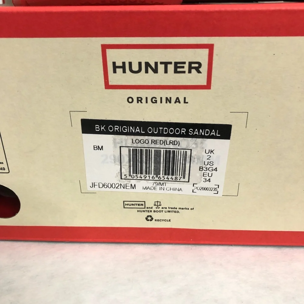 NEW Hunter Boots Kids Velcro Outdoor Sandals, Size 3 Boys, Size 4 Girls, Red